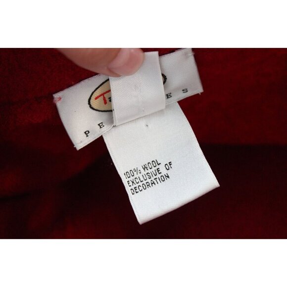 Talbots Jacket Size Large Petite 100% Wool Red Classic Embroidered Sequin Beaded - Picture 15 of 15